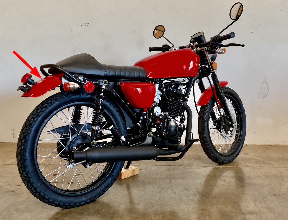 DF250RTG Sportster 250cc Rear Fender on assembled motorcycle