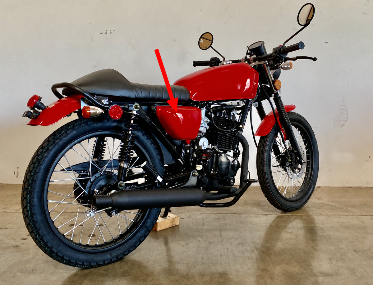 DF250RTG Sportster 250cc Right Side Cover on assembled motorcycle
