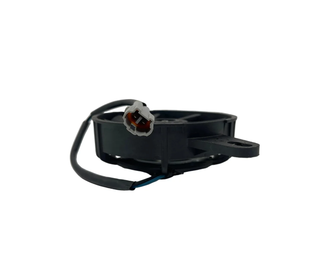 Falcon YN250 / YN250T-5 Venom X22GT 250cc radiator cooling fan, side view showing connector and mounting ears, part YY350-6E-2101029