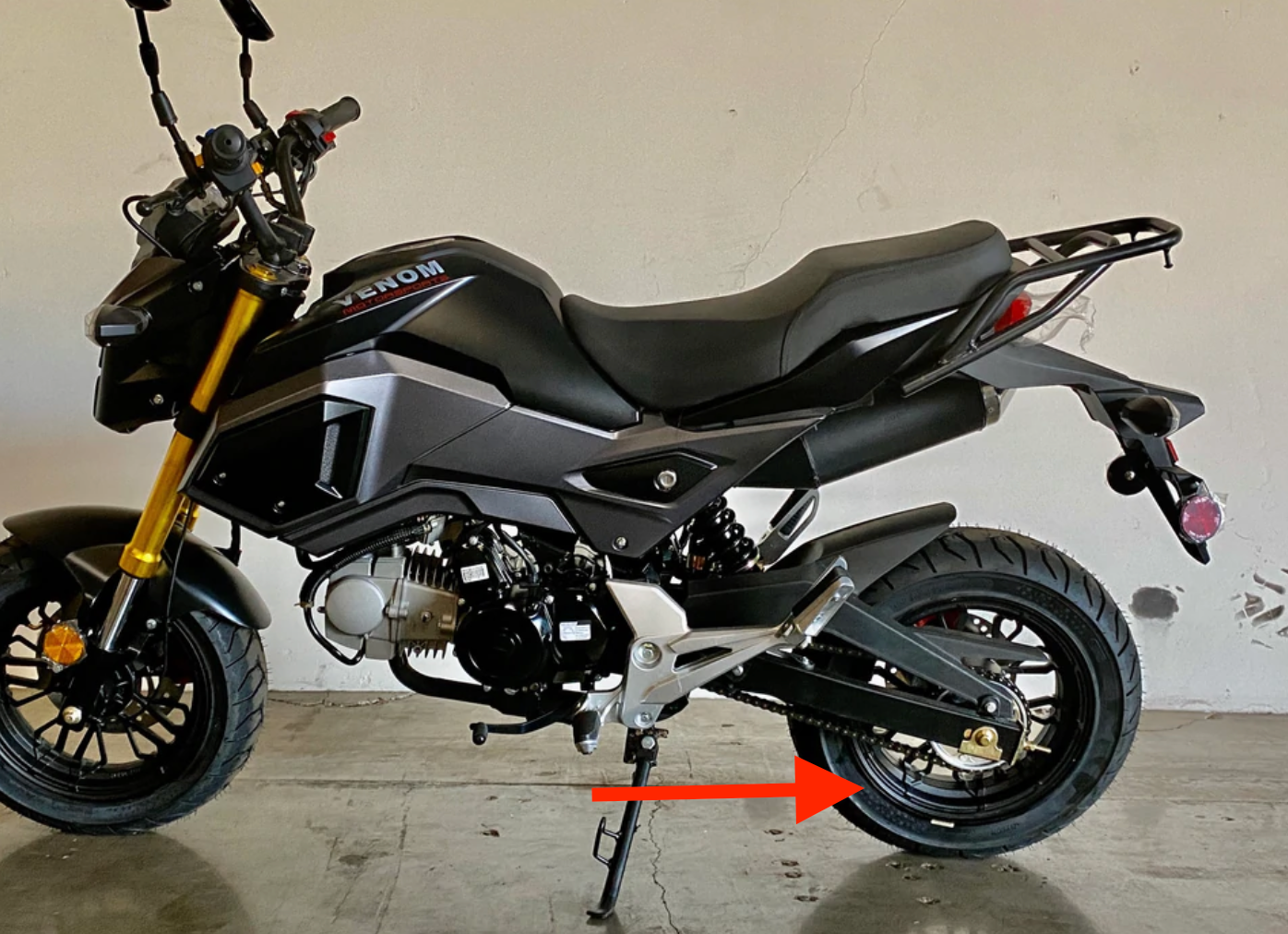 Rear Tire on Rim for BD125-10 | Vader 125cc Gen II Rear Tire with Rim 130/70-12