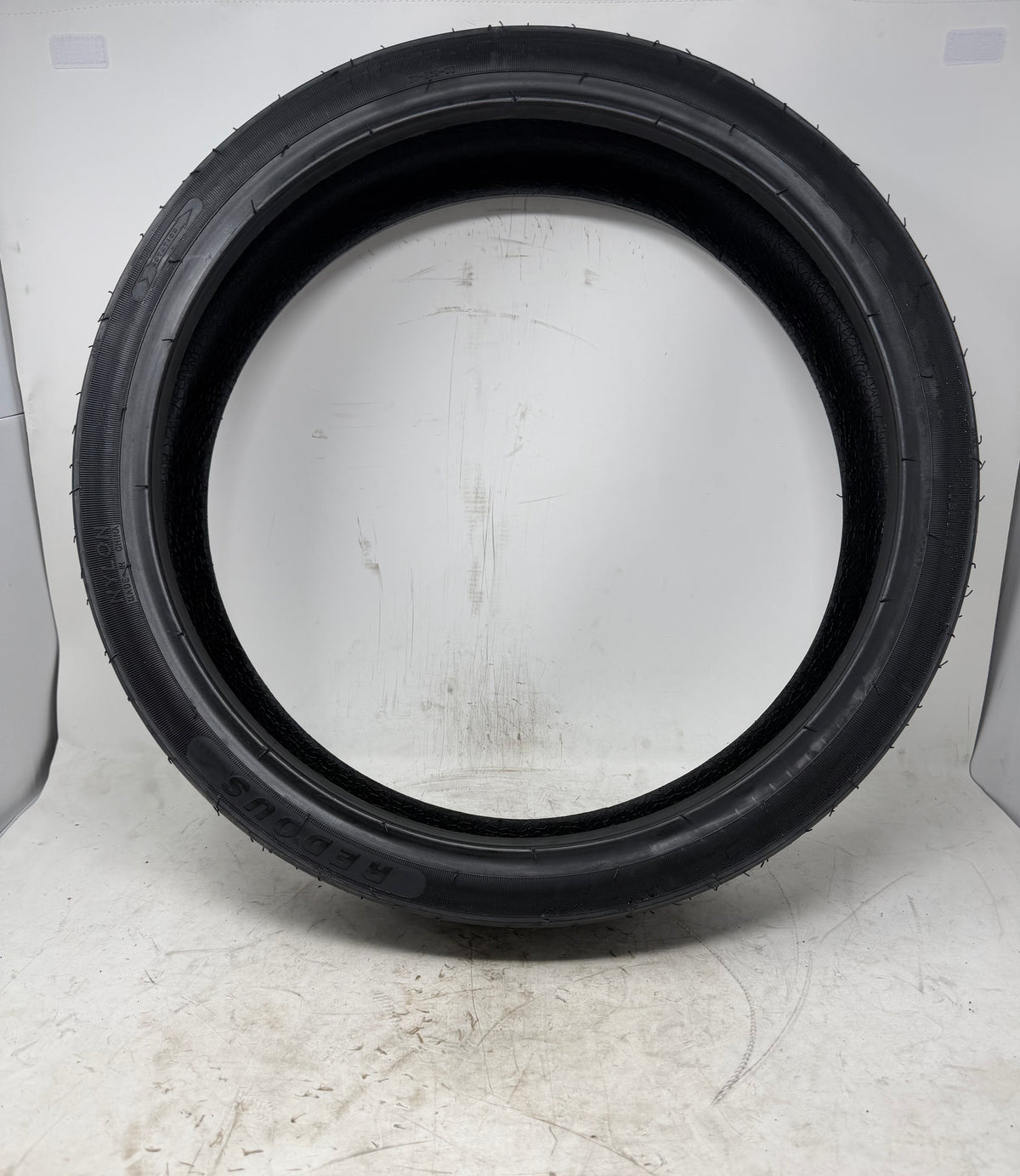 110/70-17 motorcycle tire, full sidewall view