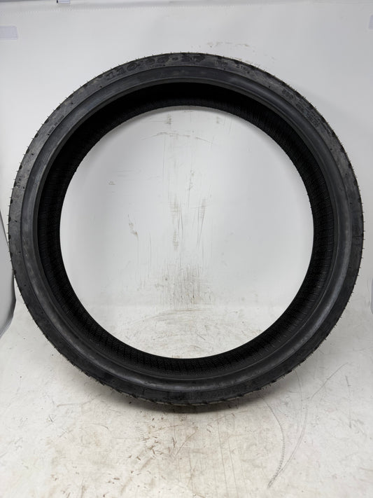 110/80-17 motorcycle tire, full sidewall view