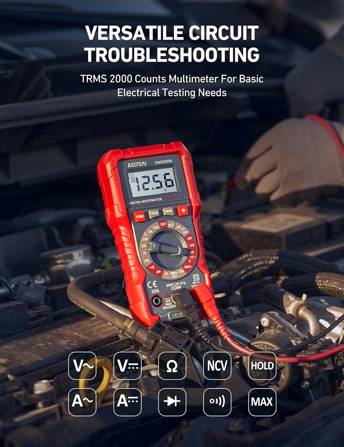 Motorcycle voltage tester with digital LCD display
