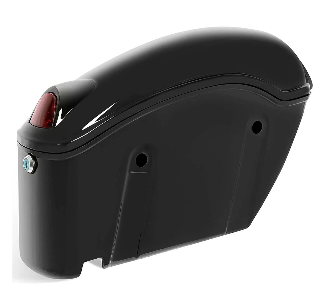 Chopper motorcycle hard saddlebags with secure locking lids