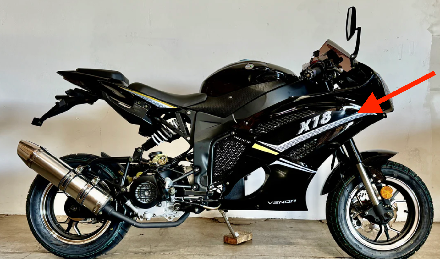 Right Side Headlight Fairing for DF50SST | Venom X18 50cc Right Side Fairing