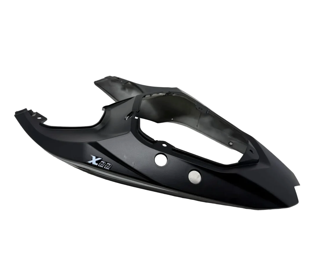 BD125-11 Venom X22 125cc black tail plate rear seat fairing 125001007 for L2B VIN, angled view