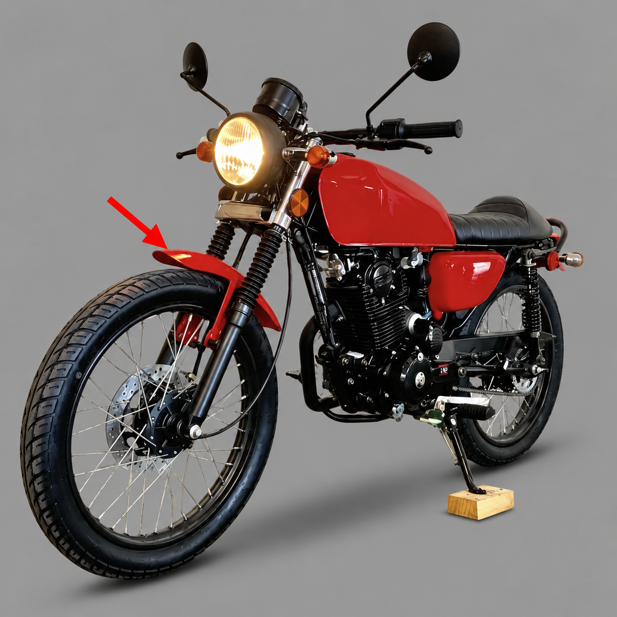 DF250RTG Sportster 250cc Front Tire Fender on assembled motorcycle