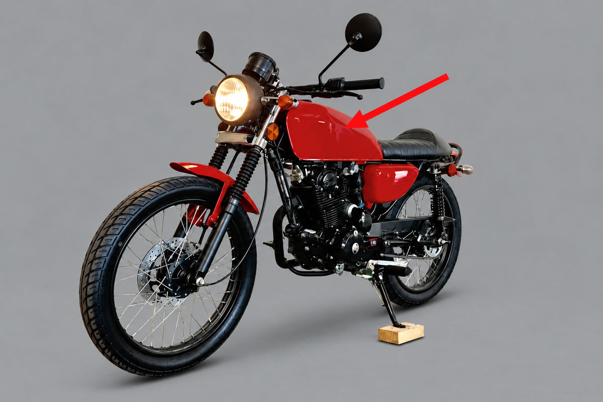DF250RTG Sportster 250cc Gas Tank on assembled motorcycle