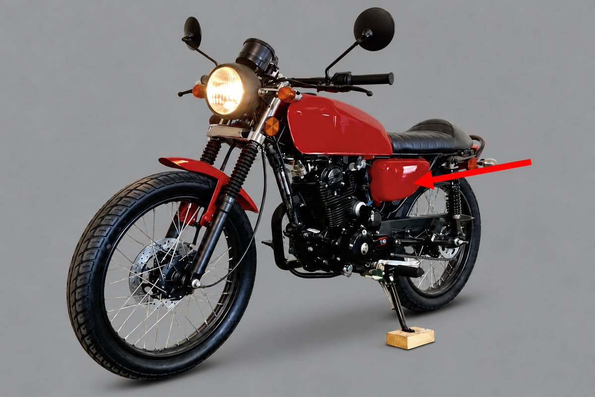 DF250RTG Sportster 250cc Left Side Cover on assembled motorcycle