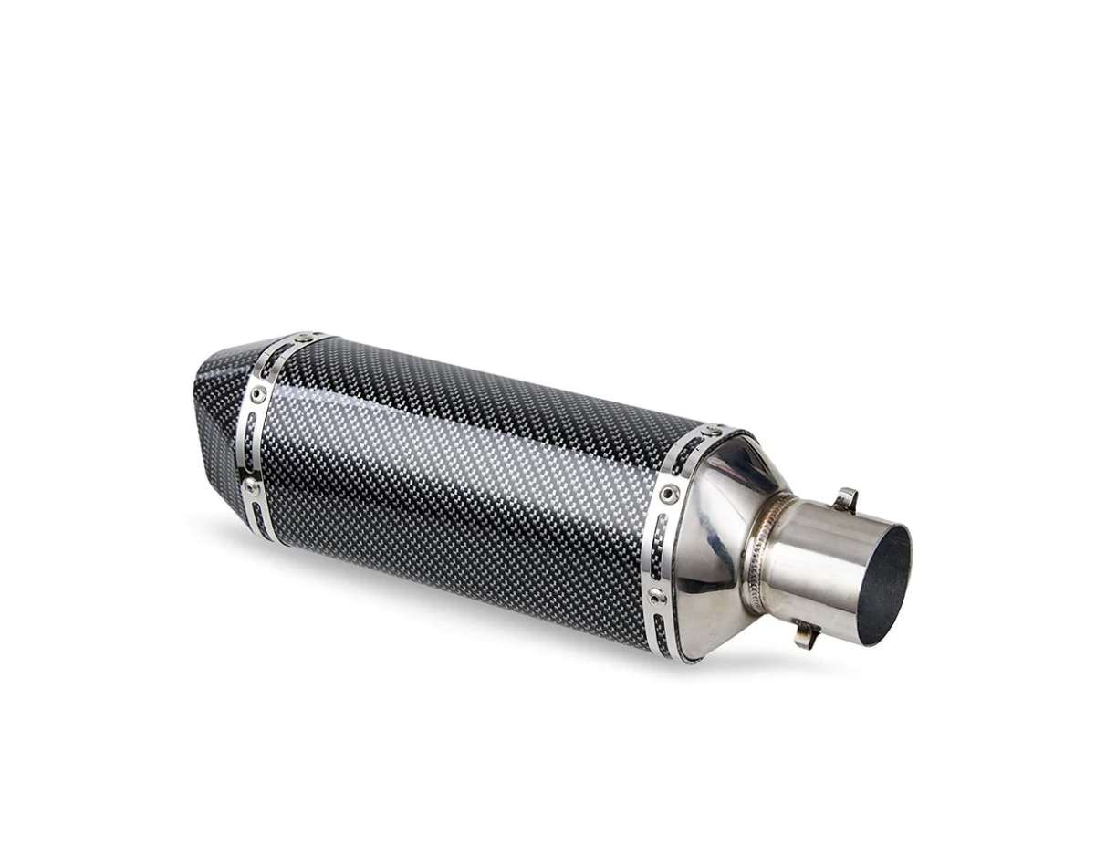Slip-on carbon fiber exhaust tip for motorcycles with 1.5-2 inch inlet