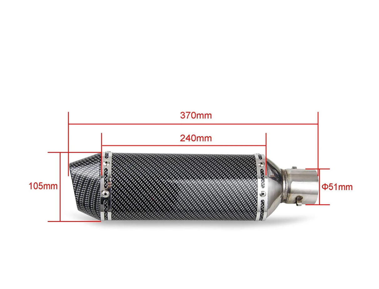 Carbon fiber slip-on motorcycle exhaust muffler upgrade for 1.5-2 inch pipes