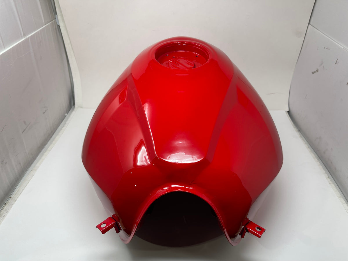 Red BD125-11GT X22GT 125cc gas tank, top and filler opening, OEM fuel tank part 125011014