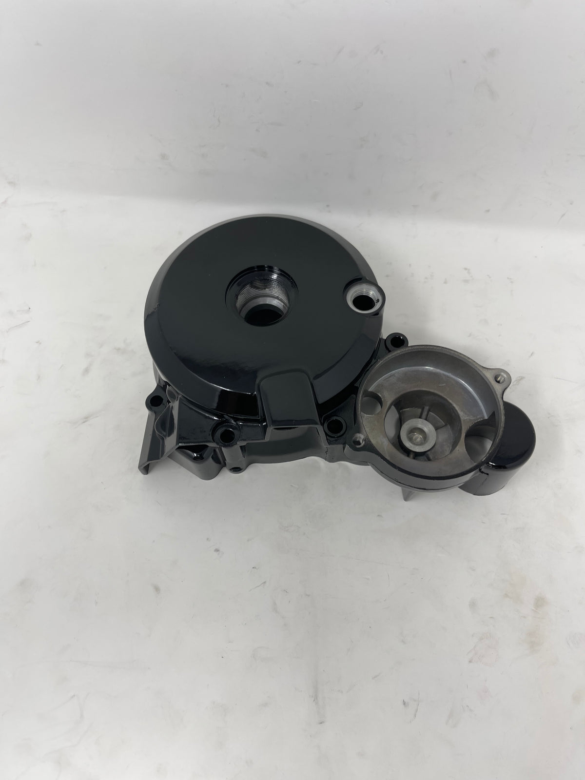 Full view of the black Venom Sportster 250cc DF250RTG front left crankcase cover and adjacent circular housing