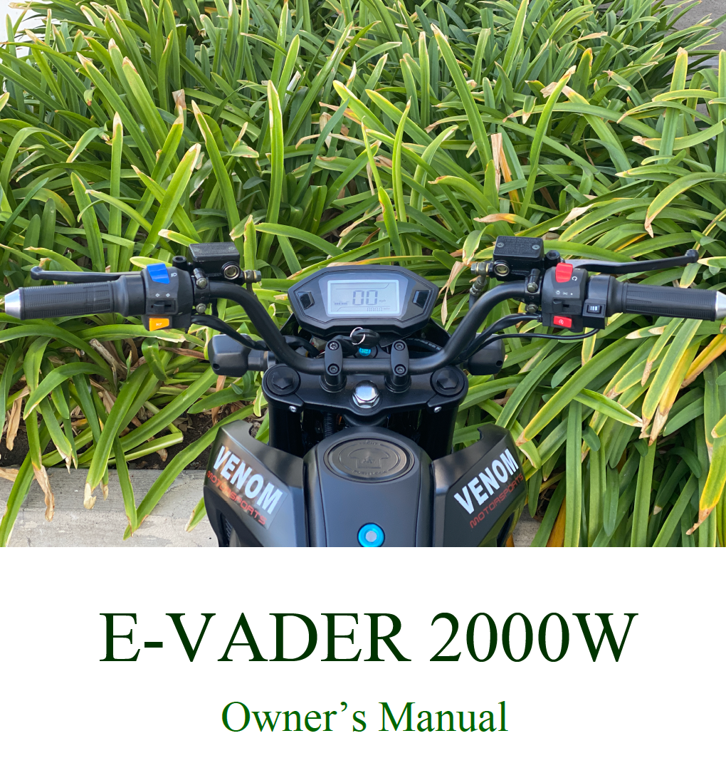 BD578Z E-Vader 2000w Electric Motorcycle Complete Owners Manual | Electrical Wiring Diagram | PDF E-Copy