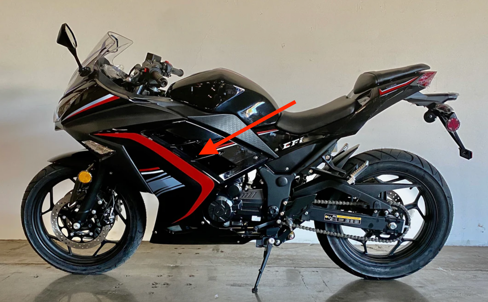 Left Main Body Fairing for BD250-5 EFI Motorcycle | Venom SuperBike 250cc Left Main Body Plastic